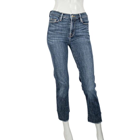 FRAME Denim size 25 Le Nouveau Straight Jeans Raw cut Crop leg Dawson - Picture 1 of 10